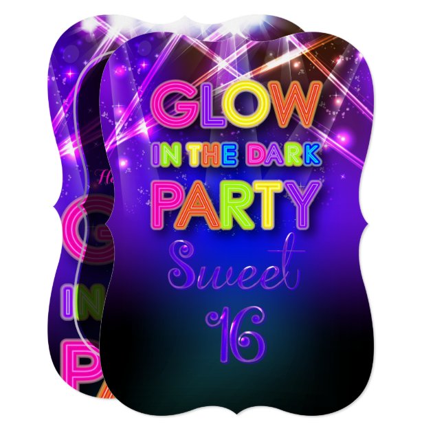 PixDezines Sweet 16, Glow Party/Laser Lights Invitation