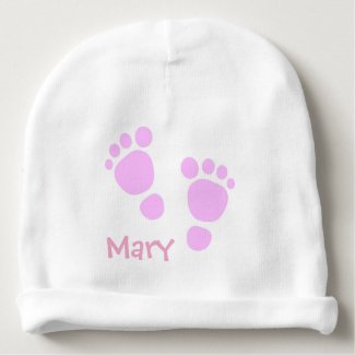 Personalized Beanie With Pink Feet