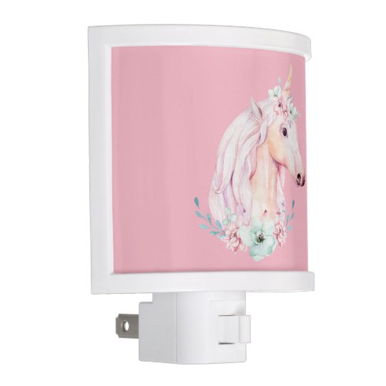 Unicorn In Flowers Pink Night Light