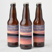 Pink Purple Abstract Sunset Ocean Wave Beer Label (Bottles)