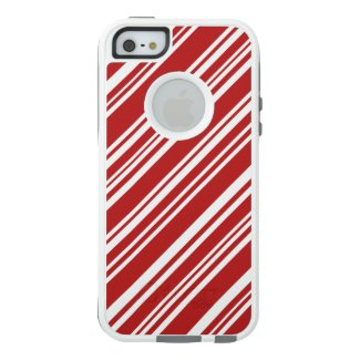 Varied Red Candy Stripes on White OtterBox iPhone 5/5s/SE Case