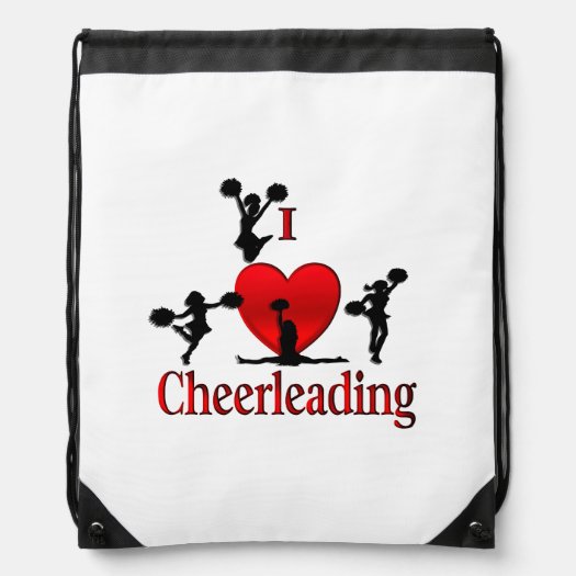 I Heart Cheerleading Drawstring Bag