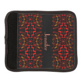 Red Brown Black Abstract Luggage Handle Wrap (Front)
