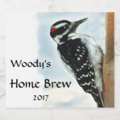 Hairy Woodpecker Bird Beer Label (Single Label)