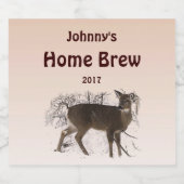 Brown Deer in Snow Animal Beer Label (Single Label)
