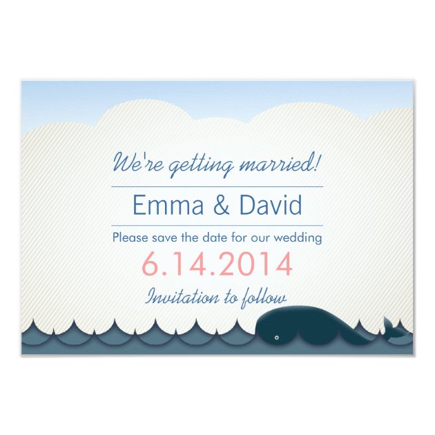 Elegant Blue Whale Save the Date Announcements (front side)