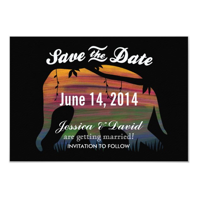Colorful Elephant Silhouette Save the Date Cards