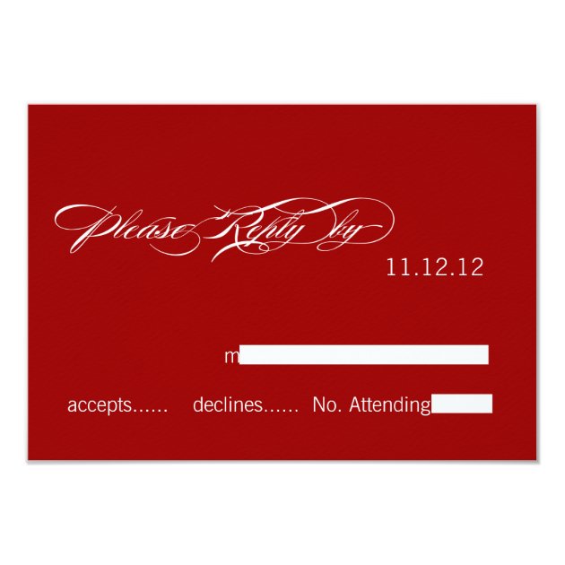 SImple Modern Wedding RSVP Cards Red White (front side)