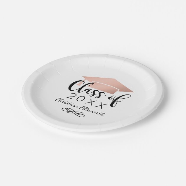 Class Of 2018 Graduation Party | Rose Gold Paper Plate