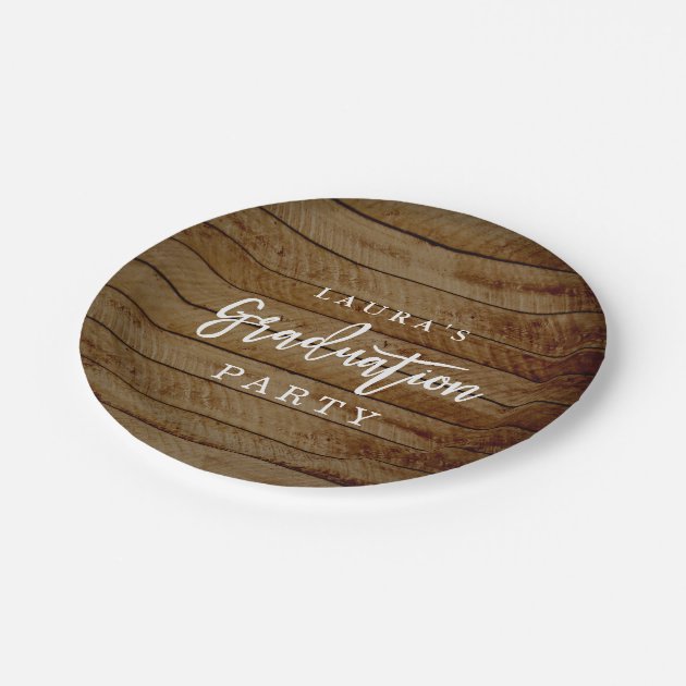 Rustic Wood Graduation Party Paper Plate