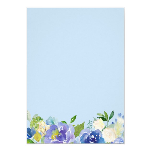 Boy Baptism Blue Hydrangea Watercolor Floral Invitation