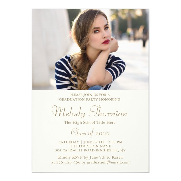 Simple Modern Typography Photo Graduation Party Card