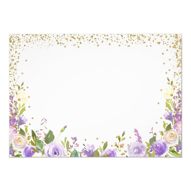 Purple Gold Glitter Unicorn Floral Photo Birthday Card