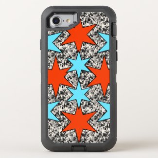 Blue and Red Star Print OtterBox Defender iPhone 7 Case