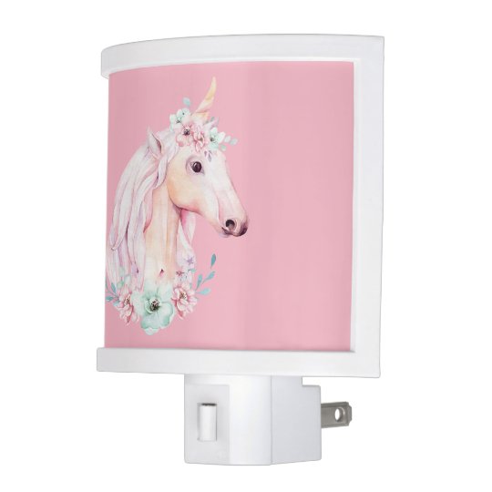 Unicorn In Flowers Pink Night Light