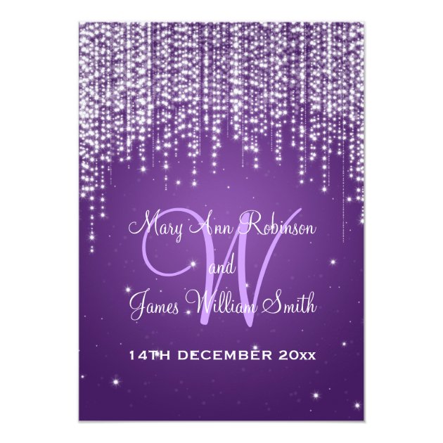 Elegant Wedding Night Dazzle Purple Invitation