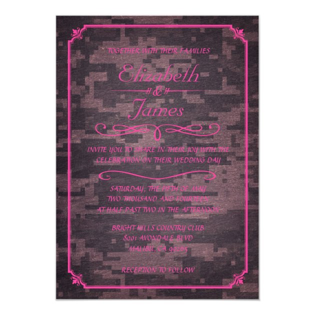 Pink Military Vintage Wedding Invitations