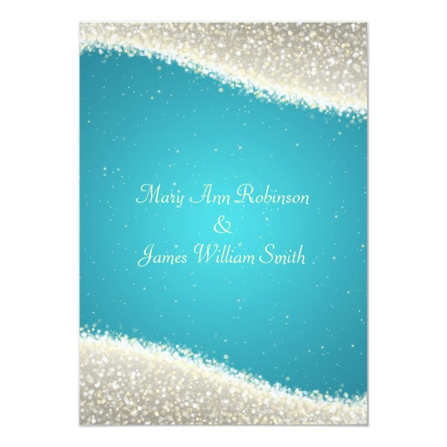 Elegant Wedding Dazzling Sparkles Turquoise Invitation (front side)