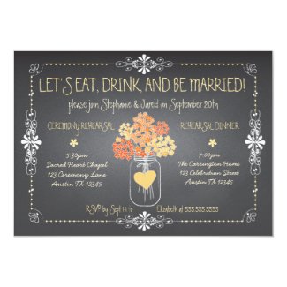 rustic chalkboard wedding invitation card