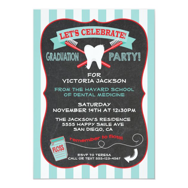 Dentist Or Dental Hygienist Graduation Party Invitation