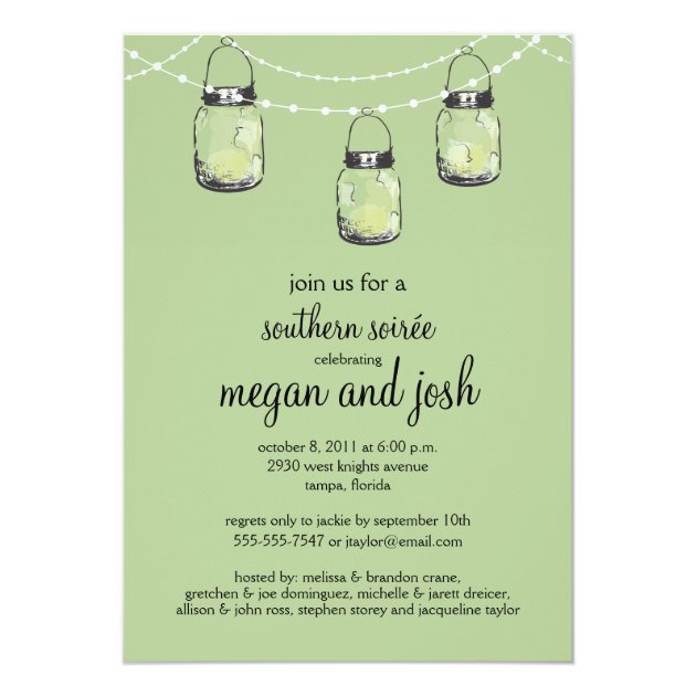 3 Hanging Mason Jars - Engagement Party Invitation