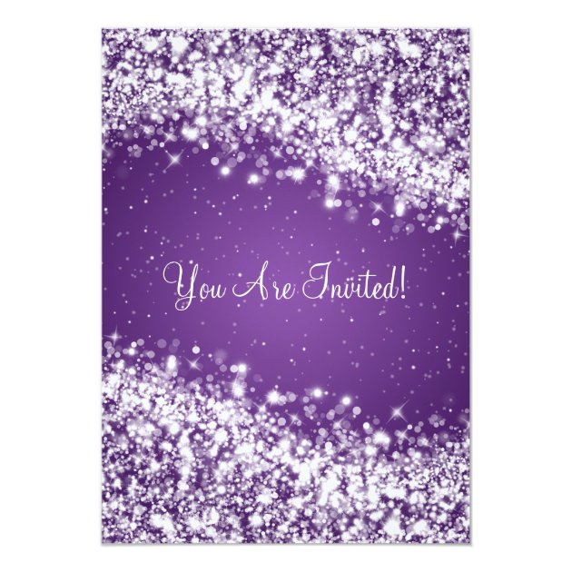 Elegant Bridal Shower Sparkling Wave Purple Invitation (front side)