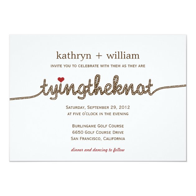 Tying the Knot Modern Wedding Invitation (front side)
