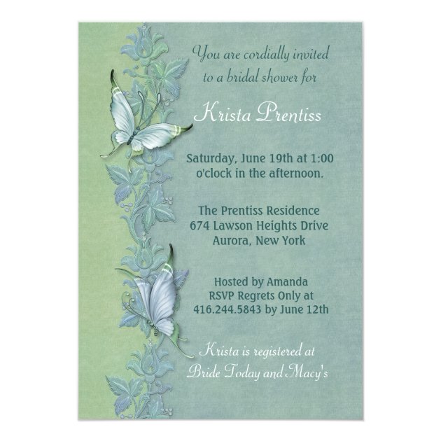 Butterfly Flight Floral Bridal Shower Invitation