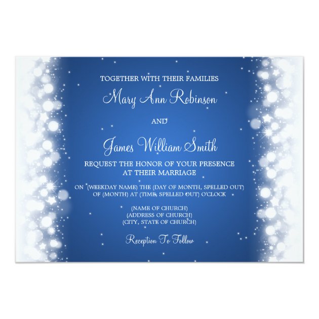 Elegant Wedding Magic Sparkle Blue Invitation
