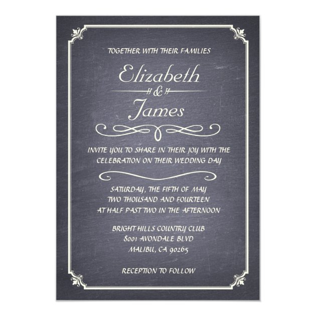 Grey Vintage Chalkboard Wedding Invitations