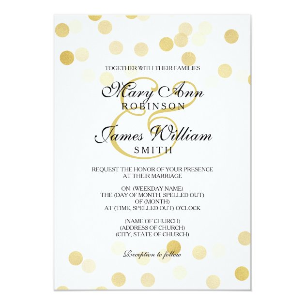 Elegant Wedding Faux Gold Foil Glitter Lights Invitation (front side)