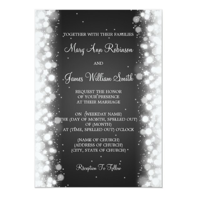 Elegant Wedding Magic Sparkle Black Invitation