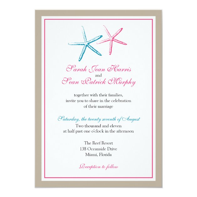 Two Skinny Starfish Wedding Invitation