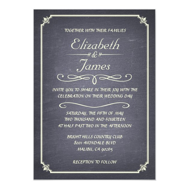 Elegant Vintage Chalkboard Wedding Invitations