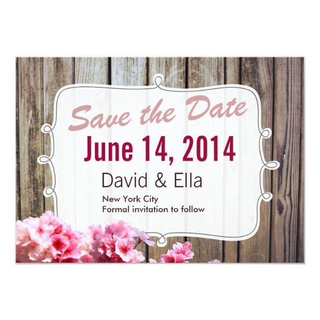 Country Wood & Flowers Save the Date Announcement (front side)