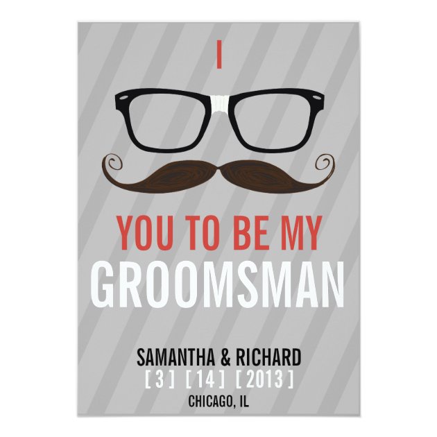 Will you be my Groomsman Geek Glasses invite (front side)
