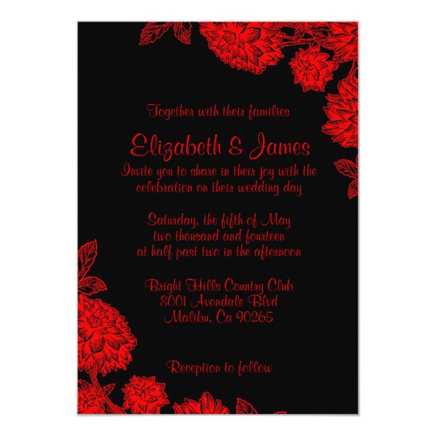 Elegant Black And Red Wedding Invitations (front side)