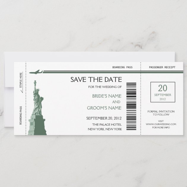 Boarding Pass Save the Date Invitations