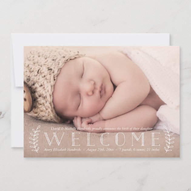 Rustic Laurel | Photo Birth Announcement