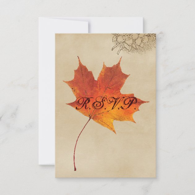 Autumn Fall in Love Leaves Wedding RSVP response