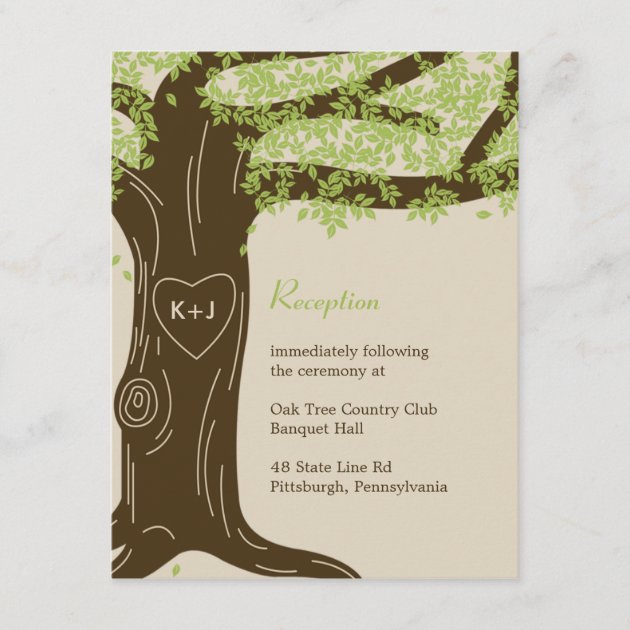 Oak Tree Wedding Reception Card
