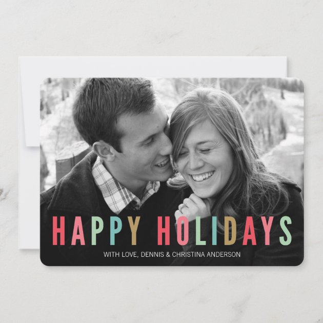 Happy Holidays | Modern & Bright Christmas Photo Holiday Card (front side)