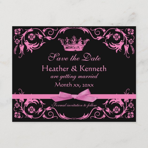 Save the Date Crown Pink (front side)
