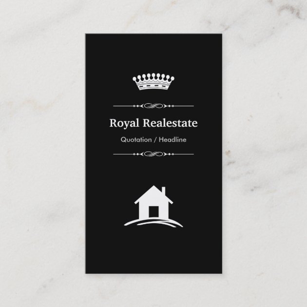 Real Estate - Professional Modern Black White Business Card (front side)