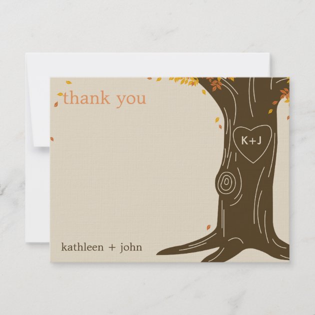 Oak Tree Fall Wedding Thank You Card (front side)