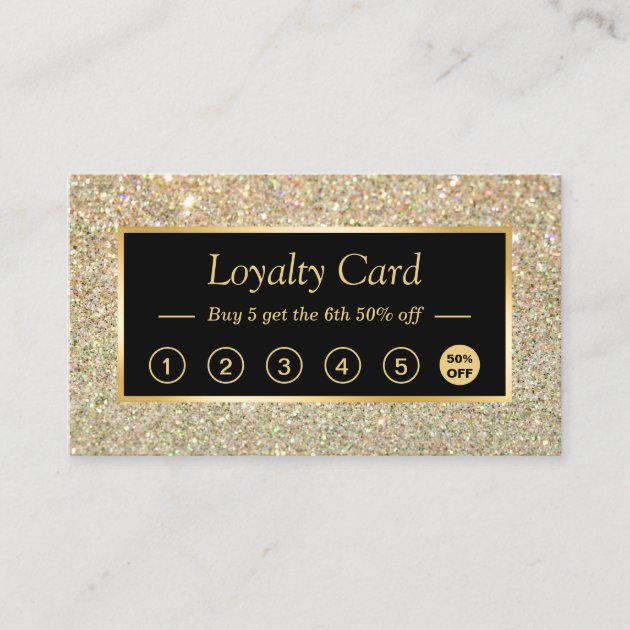 Trendy Gold Glitter Sparkles Look | Loyalty Card