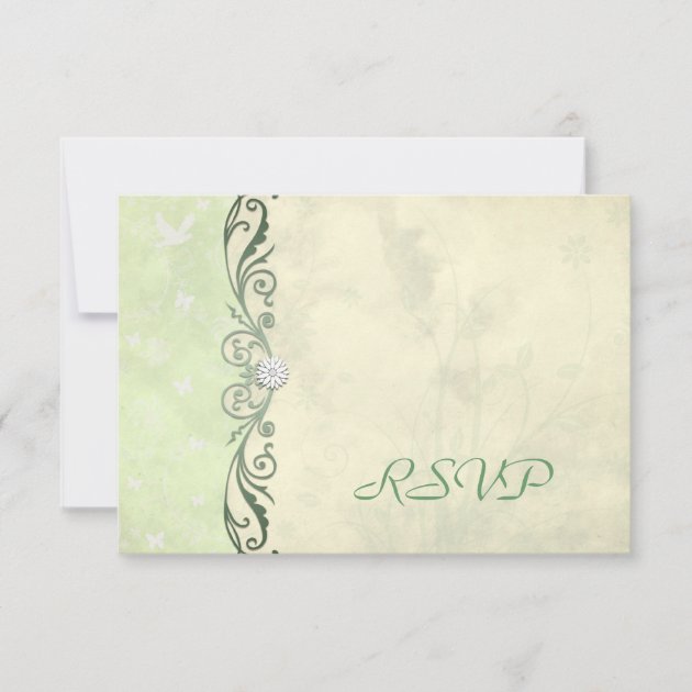 Lime Green Floral Wedding RSVP Reply Cards