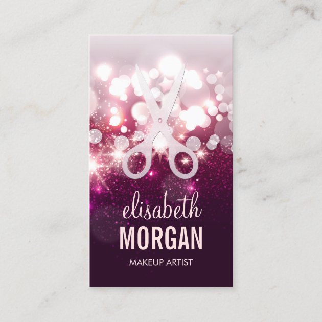 Hair Stylist Appointment Card Pink Glitter Sparkle (front side)