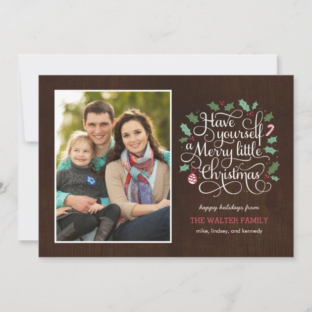 Merry Type Christmas / Holiday Photo Card (front side)
