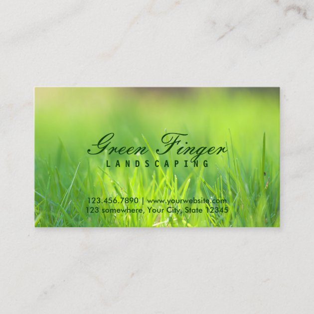 Landscaping & Lawn Care Green Finger Business Card (front side)